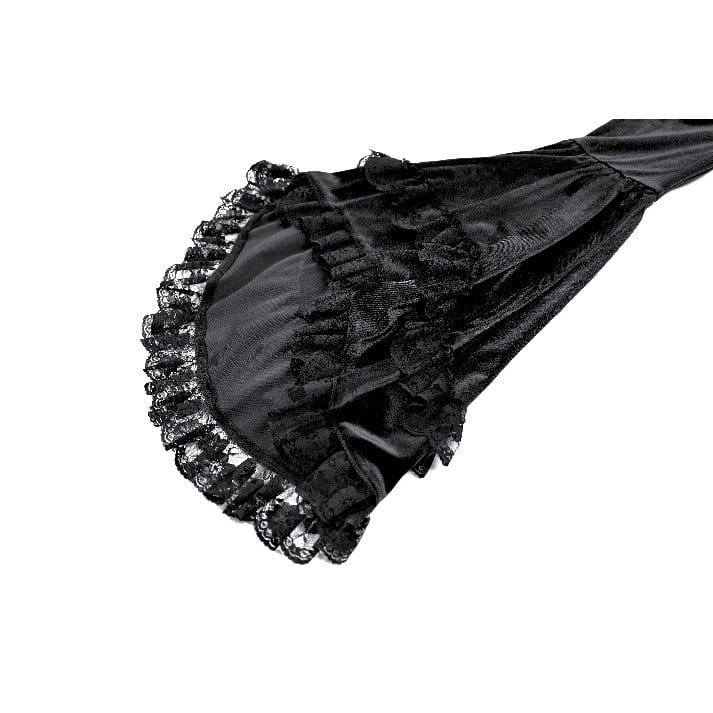 Darkinlove Women's Gothic Lace-up Ruffle Flare Sleeve Maxi Dress Black