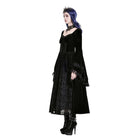 Darkinlove Women's Gothic Lace-up Ruffle Flare Sleeve Maxi Dress Black