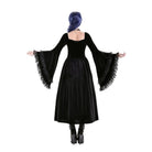 Darkinlove Women's Gothic Lace-up Ruffle Flare Sleeve Maxi Dress Black
