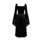 Darkinlove Women's Gothic Lace-up Ruffle Flare Sleeve Maxi Dress Black