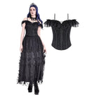 Darkinlove Women's Gothic Lace-up Ruffle Off-shoulder Lace Top