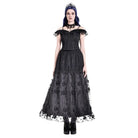 Darkinlove Women's Gothic Lace-up Ruffle Off-shoulder Lace Top