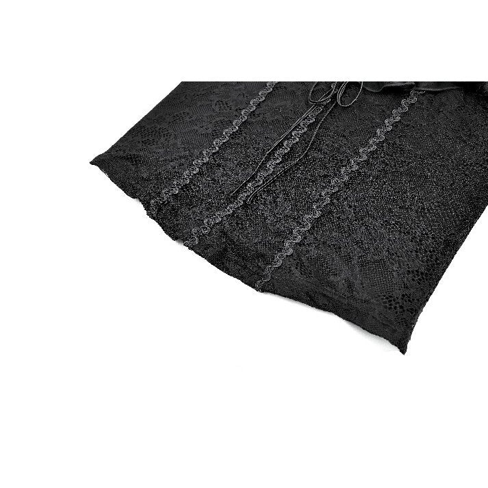 Darkinlove Women's Gothic Lace-up Ruffle Off-shoulder Lace Top
