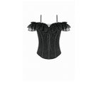Darkinlove Women's Gothic Lace-up Ruffle Off-shoulder Lace Top