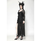 Darkinlove Women's Gothic Lace-up Spiderweb Witch Dress