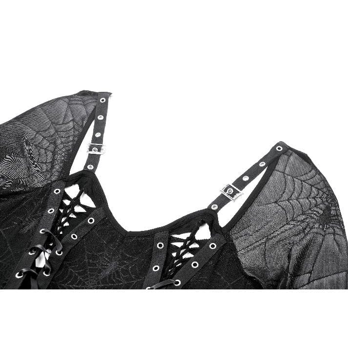Darkinlove Women's Gothic Lace-up Spiderweb Witch Dress