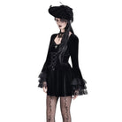 Darkinlove Women's Gothic Lace-up Square-cut Collar Flare Sleeve Dress
