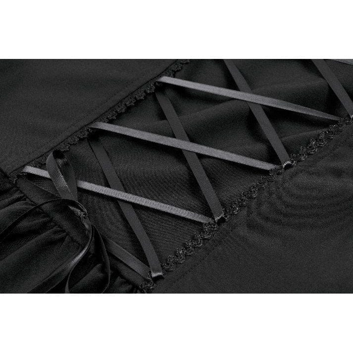 Darkinlove Women's Gothic Lace-up Square-cut Collar Puff Short Sleeved Dress