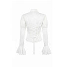 Darkinlove Women's Gothic Lace-up Turn-down Collar Puff Flare Sleeve Blouse