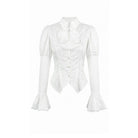 Darkinlove Women's Gothic Lace-up Turn-down Collar Puff Flare Sleeve Blouse