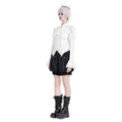 Darkinlove Women's Gothic Lace-up Turn-down Collar Puff Flare Sleeve Blouse