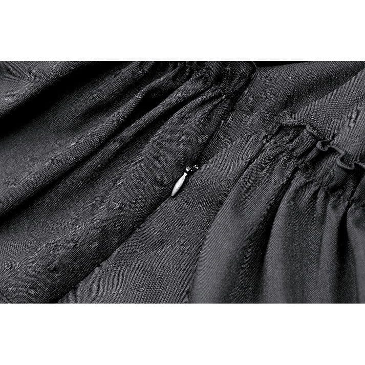 Darkinlove Women's Gothic Lace-up Two-tone Layered Ruffle Hem Slip Dress