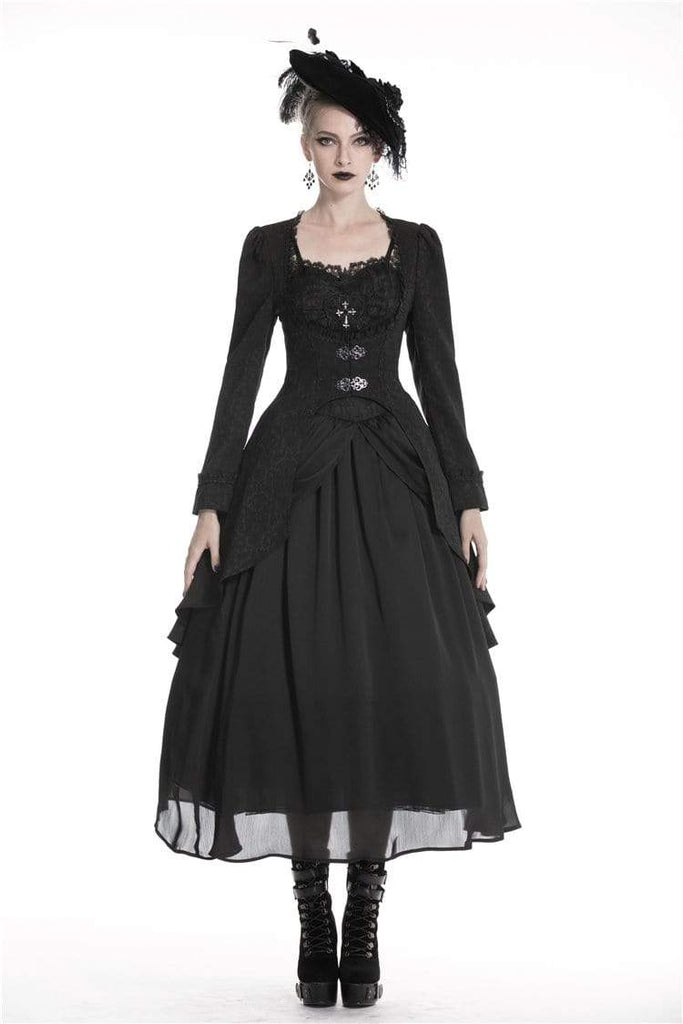 Darkinlove Women's Gothic Lace-up Victorian Tailcoat With Jacquard Fabric