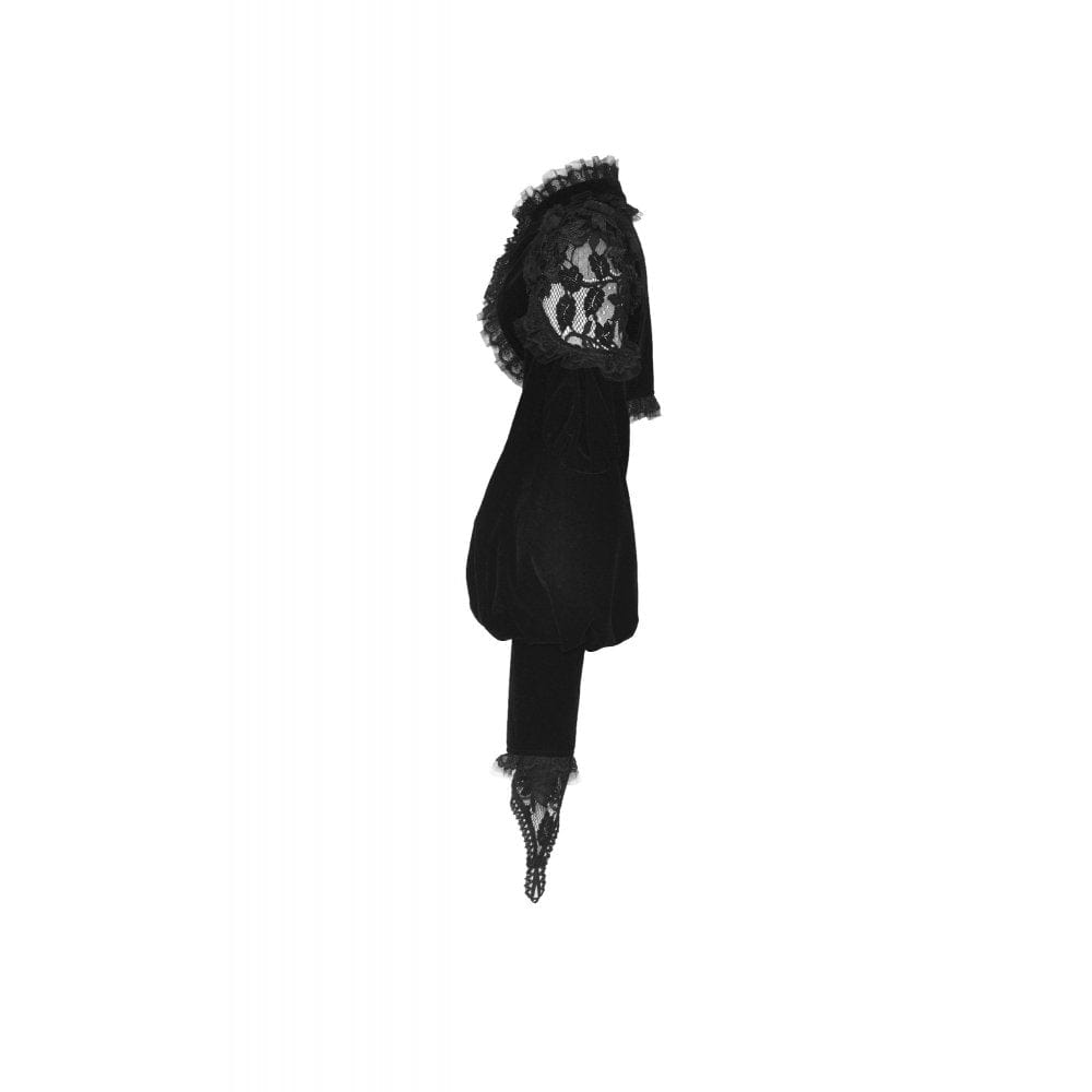 Darkinlove Women's Gothic Lantern Sleeved Lace Splice Velvet Cape