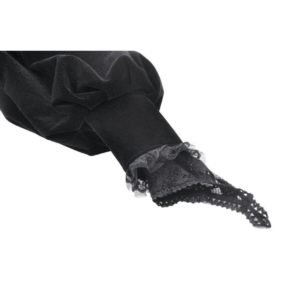 Darkinlove Women's Gothic Lantern Sleeved Lace Splice Velvet Cape