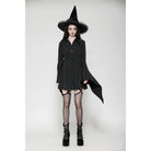 Darkinlove Women's Gothic Lapel Collar Flared Sleeved Witch Dress
