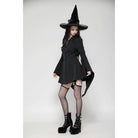 Darkinlove Women's Gothic Lapel Collar Flared Sleeved Witch Dress