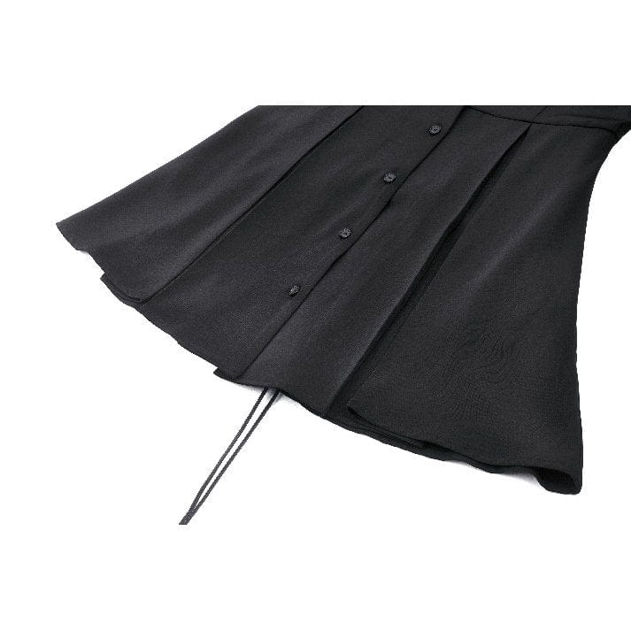 Darkinlove Women's Gothic Lapel Collar Flared Sleeved Witch Dress