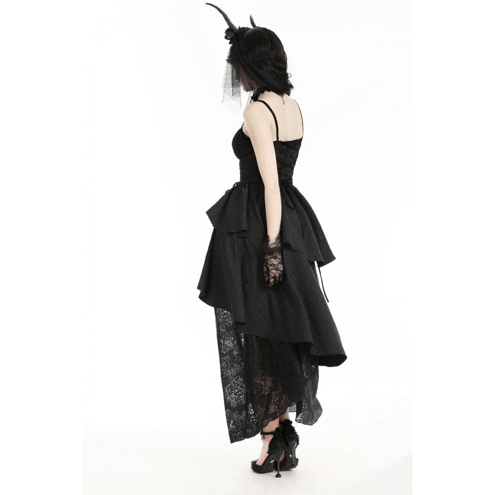 Darkinlove Women's Gothic Layered High/Low Gown Slip Dress