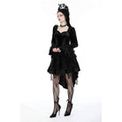 Darkinlove Women's Gothic Layered High-low Velvet Dress