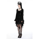 Darkinlove Women's Gothic Layered High-low Velvet Dress