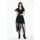 Darkinlove Women's Gothic Layered Lace Mesh Streamer Skirt