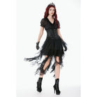 Darkinlove Women's Gothic Layered Lace Mesh Streamer Skirt