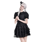Darkinlove Women's Gothic Layered Lace Trim Ruffle Mini Skirt