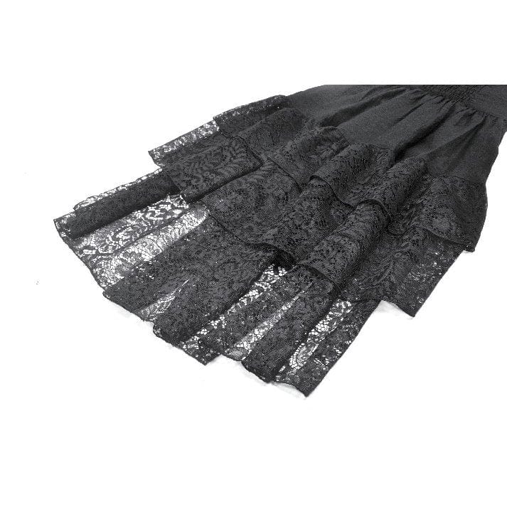 Darkinlove Women's Gothic Layered Lace-up Square-cut Collar Dress