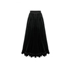 Darkinlove Women's Gothic Layered Pleated Mesh Splice Velvet A-Line Maxi Skirt