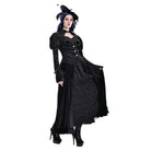 Darkinlove Women's Gothic Layered Pleated Mesh Splice Velvet A-Line Maxi Skirt