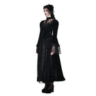 Darkinlove Women's Gothic Layered Pleated Mesh Splice Velvet A-Line Maxi Skirt