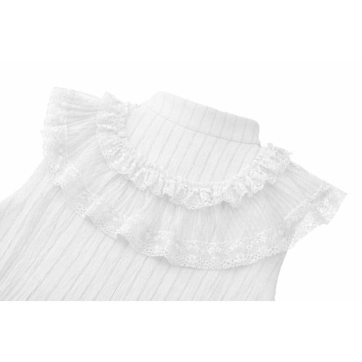 Darkinlove Women's Gothic Layered Ruffled Lace Splice White Dress