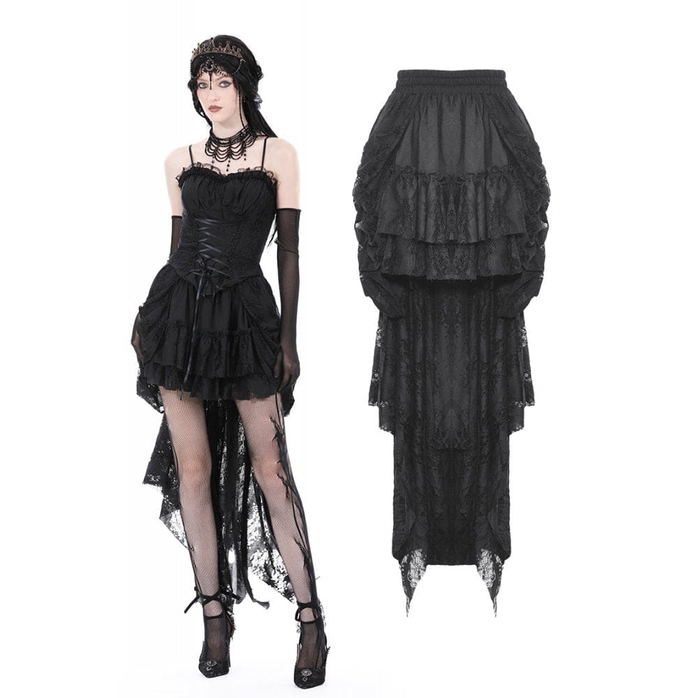 Darkinlove Women's Gothic Layered Unedged High-low Skirt