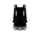 Darkinlove Women's Gothic Leopard Print Ruffle Trim Bishop Sleeve Velvet Short Dressss