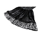 Darkinlove Women's Gothic Leopard Print Ruffle Trim Bishop Sleeve Velvet Short Dressss