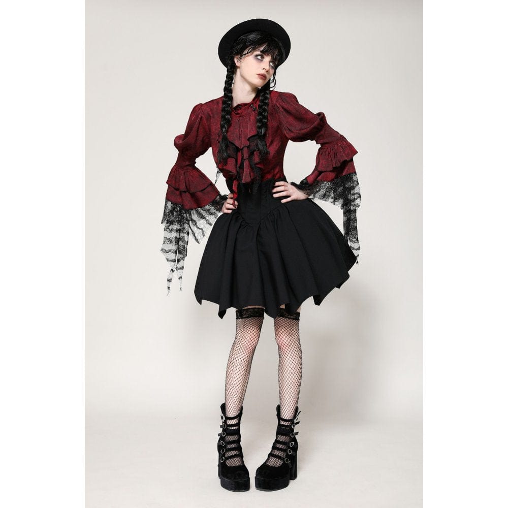 Darkinlove Women's Gothic Lolita Batwing High-waisted Short Skirt