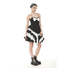 Darkinlove Women's Gothic Lolita Bowknot Contrast Color Slip Dress