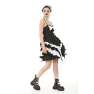 Darkinlove Women's Gothic Lolita Bowknot Contrast Color Slip Dress