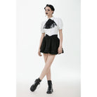 Darkinlove Women's Gothic Lolita Bowknot Waist Short Pleated Skirt