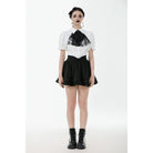 Darkinlove Women's Gothic Lolita Bowknot Waist Short Pleated Skirt