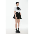 Darkinlove Women's Gothic Lolita Bowknot Waist Short Pleated Skirt