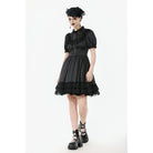Darkinlove Women's Gothic Lolita Lacing-up Puff Sleeved Lace Dress
