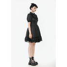 Darkinlove Women's Gothic Lolita Lacing-up Puff Sleeved Lace Dress