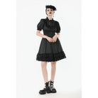 Darkinlove Women's Gothic Lolita Lacing-up Puff Sleeved Lace Dress