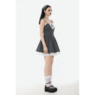 Darkinlove Women's Gothic Lolita Pinstriped Slip Dress