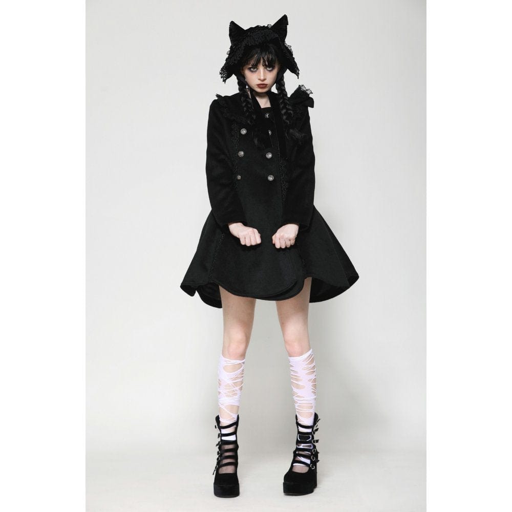 Darkinlove Women's Gothic Lolita Pleated Buttons Coat