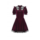 Darkinlove Women's Gothic Lolita Puff Sleeved Lace Velvet Dress