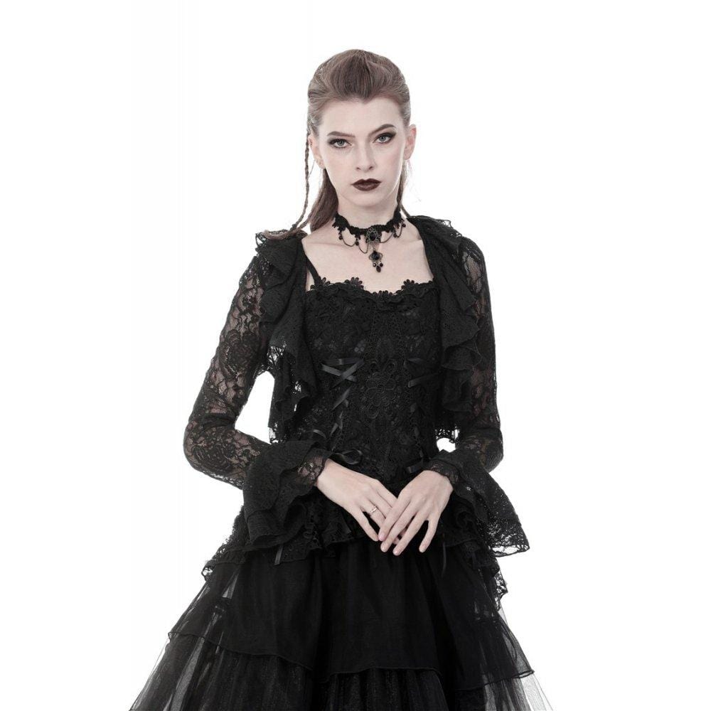 Darkinlove Women's Gothic Lolita Ruffled Lace Capes