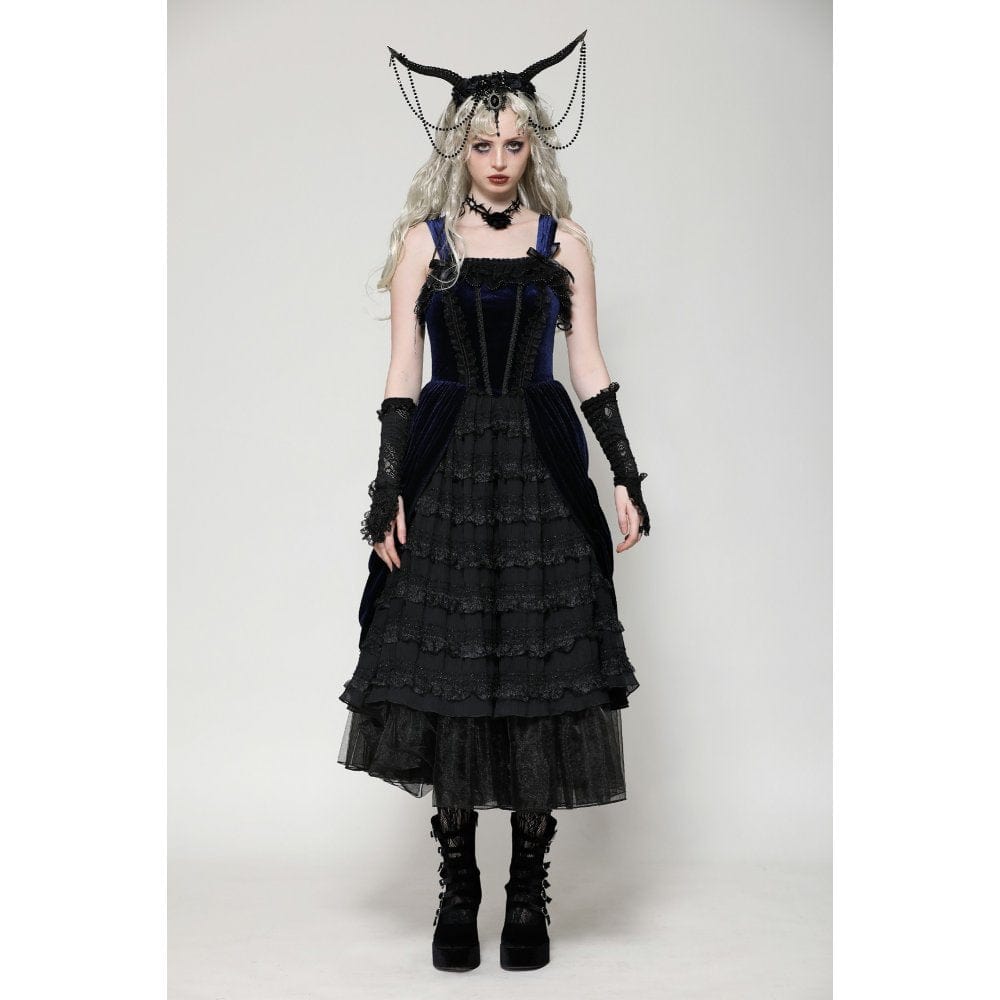 Darkinlove Women's Gothic Lolita Ruffled Lace Slip Dress Wedding Dress